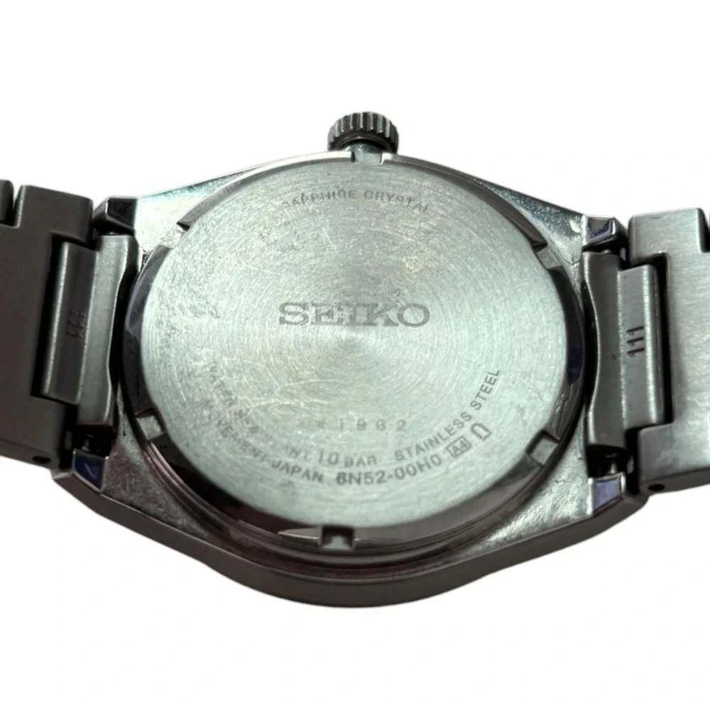 Seiko 6N52-00H0 Mens Quartz Watch Black Dial Stainless Steel‎ Sapphire Working
